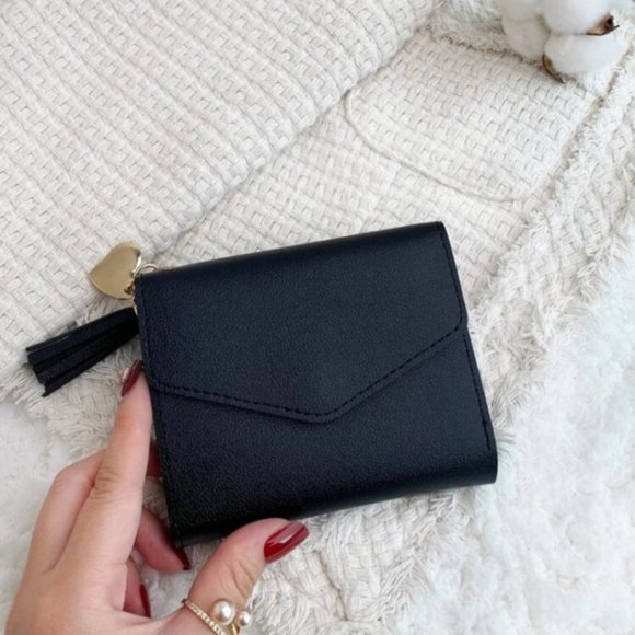 Bags | Small Black Wallet With Gold Accents | Poshmark